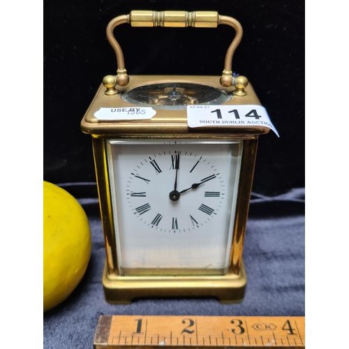 114 - Antique brass French carriage clock.