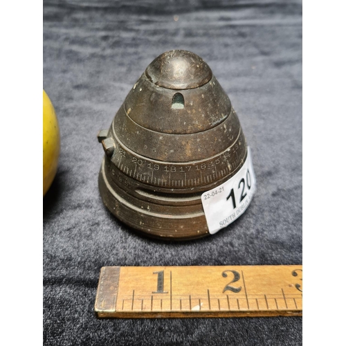 120 - Artillery shell tip dated 1915, found at the GPO in 1916,  has previous Irish auction history.