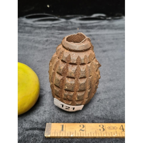 121 - Inchicore type pineapple grenade casing. Found at the GPO in 1916, has previous Irish auction histor... 