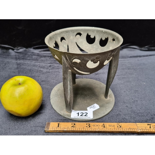 122 - Archibald Knox Tudric pewter bonbon dish. Liberty & Co. stamped model number 0276