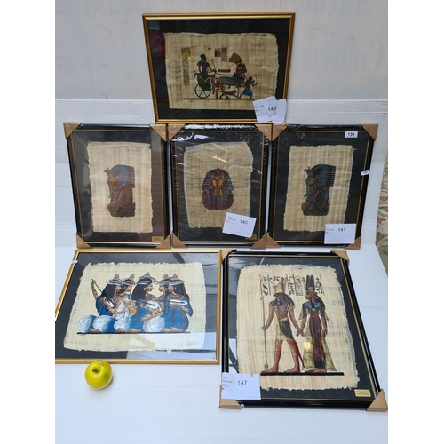 135 - Selection of six Egyptian papyrus Pharaoh images