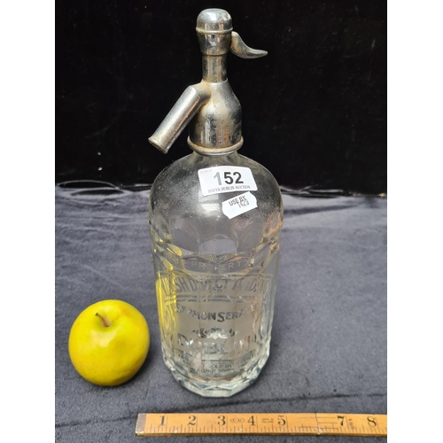 152 - Vintage glass soda siphon. Marked 'Irish Direct Trading Co. Dublin', uncommon piece