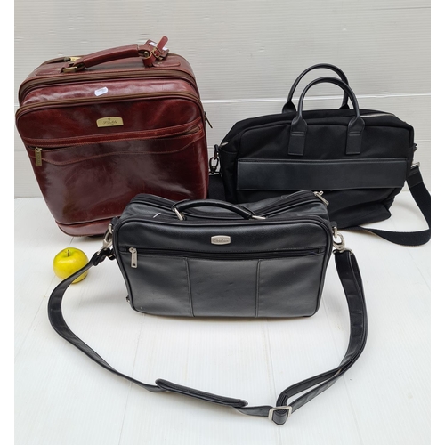 293 - 3 x high quality travel cases - A leather Delsey, a Clarks heavy duty fabric and a leather trolly ba... 