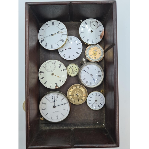 339 - 9 Watch movements inc one with a Gold toned engraved face and Swiss movement and a good Elgin exampl... 