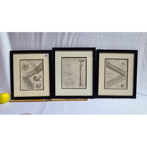 68 - Set of three architecture plates by G. Gonne feulp. 13 x 15 inches each.