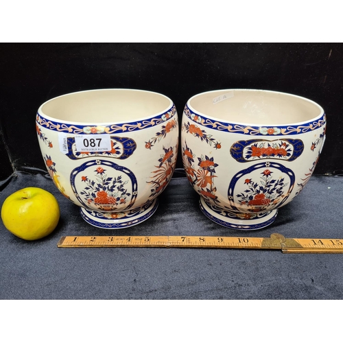 87 - Two Large mason style Japanese bowls, stamped 'Panda' on the bottom. Both 7 (h) x 7 (w) inch opening... 