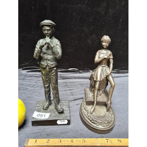 91 - Pair of faux bronze statuettes, 