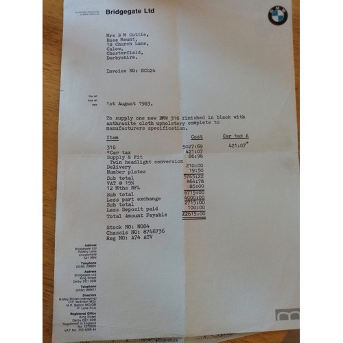 5 - BMW, 316, E21 MODEL,1983, 92K MILES WITH THE 1,766cc ENGINE AND DOUBLE ROUND LIGHTS. ON ZV PLATES, B... 