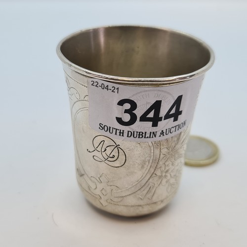 344 - Russian Silver 84 Smalll Christening cup date 1893, Pre Revolution. Maker B.H.H Pics of marks to fol... 