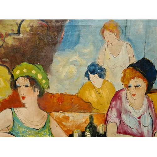 208 - Nicely framed, original oil on canvas depicting colourful 1920's ladies. Its a nice quality oil pain... 