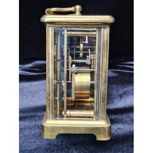 114 - Antique brass French carriage clock.