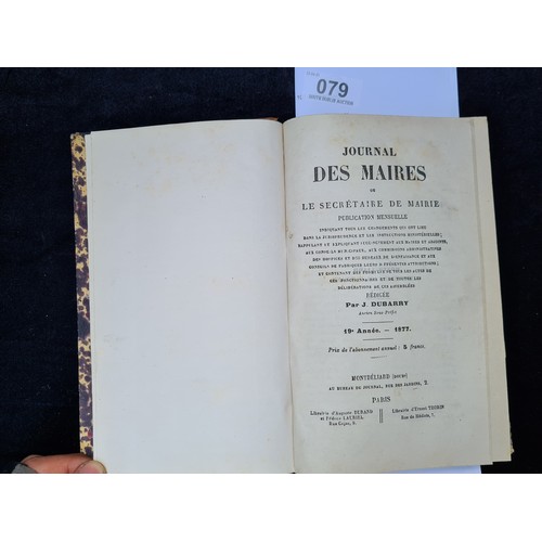 79 - Antique collection of 15 volumes 'Journal des Maires' from late 1800's.