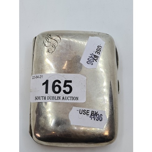 165 - Sterling Silver cigarette case, Birmingham hall mark. 66g