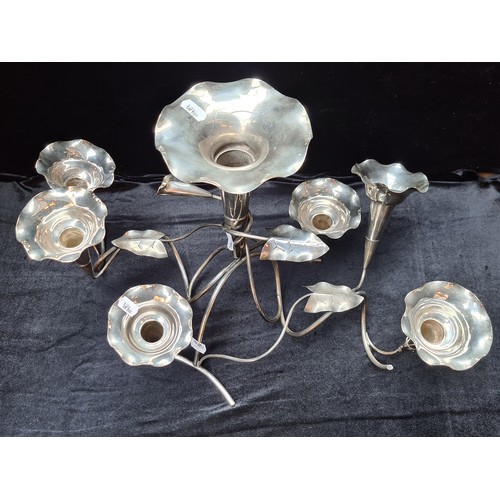 106 - EPNS candleholder with 7 tumpets. Very decorative.