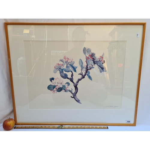 105 - Large Patricia Jorgensen limited editiion print of apple blossoms. Edition 9/500. Signed by artist l... 