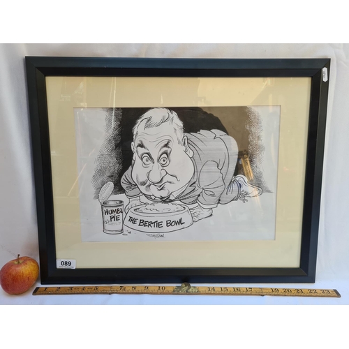 89 - Original Jim Cogan, 'The Bertie Bowl, Humble Pie' Cartoon in ink.