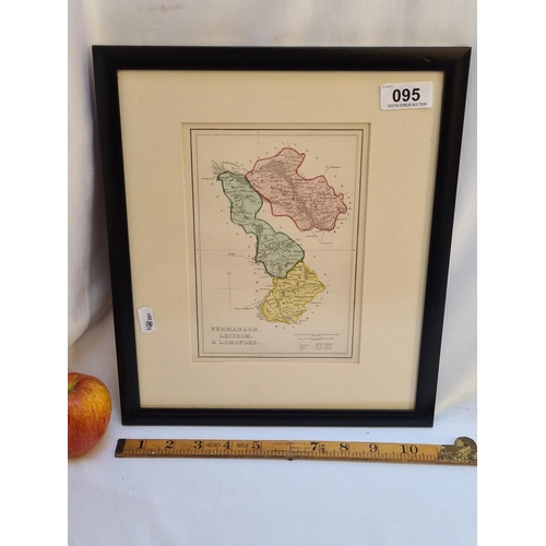 95 - Vintage map print showing Fermanagh, Leitrim and Longford.