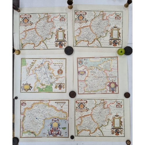 803 - Collection of 16th century large hand coloured maps reprinted in the 1970s