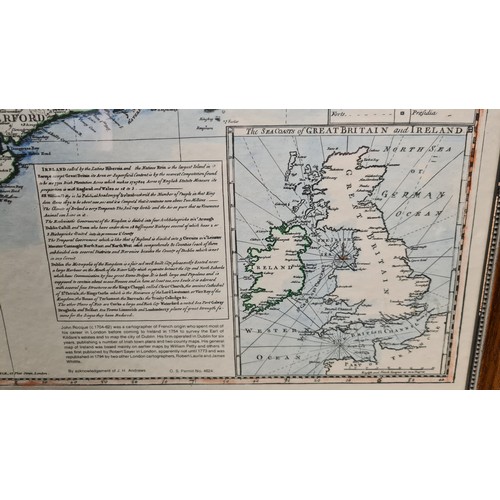 102 - Large Print of a John Rocque Map of Ireland, divided into the four Provinces Counties and Baronies. ... 