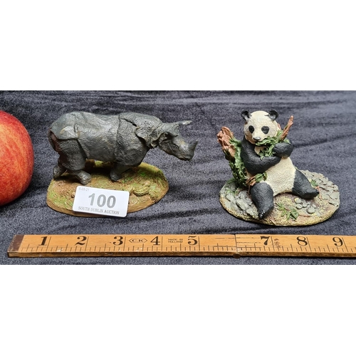 100 - Pair of animal figurines, both by Wildlife Preservation Trust International Sculpture Collection. Rh... 