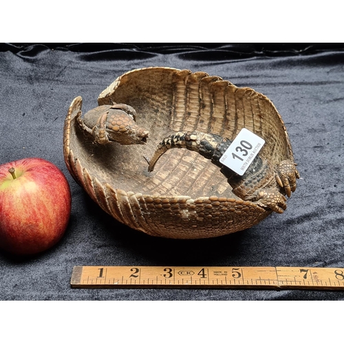 130 - Taxidermy antique armadillo dish