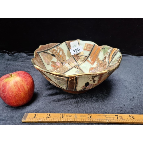 196 - Handpainted Japanese satsuma bowl, in nice condition.