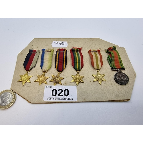 20 - Six military dress medals by Cudlow of London. Including stars.