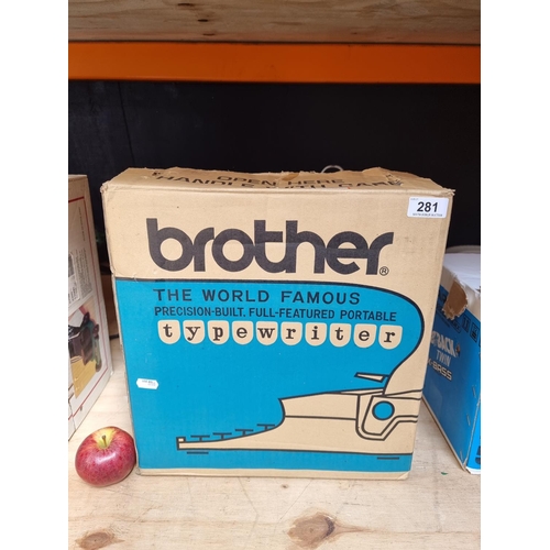 281 - Brother Precision-built full-featured portable typewriter. In original box. New old stock