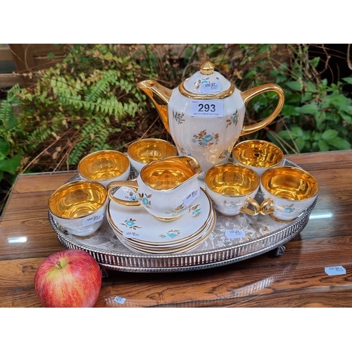 293 - Fourteen piece Arklow tea set with silver toned tray