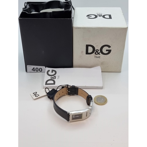 400 - D&G ladies timepiece watch with associated instruction booklet, bag and box brand new with tags and ... 