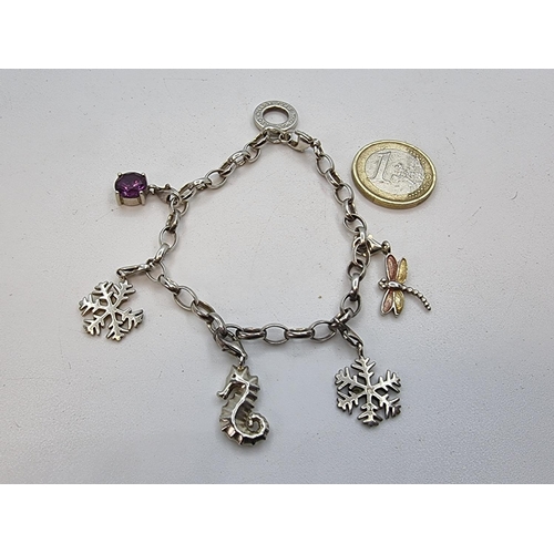 437 - A Thomas Sabo chain club bracelet with large amethyst stone detail.