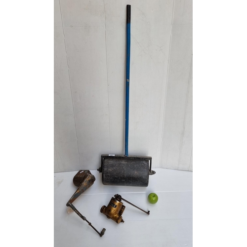 441 - Antique Yale Door closer and a heavy Lawn Roller.