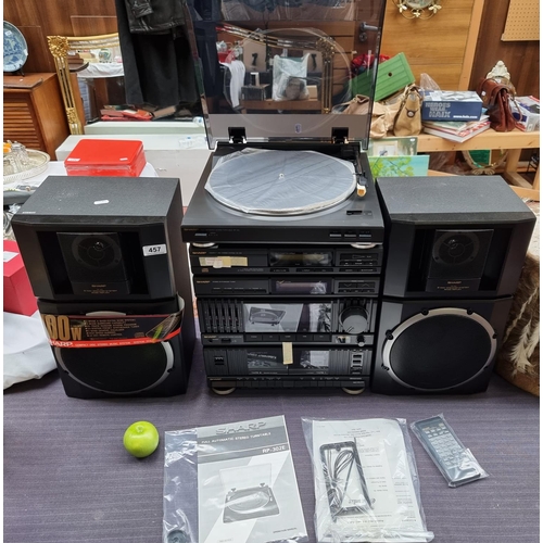 457 - Brand New Sharp Stereo System including a record player twin cassette deck, Amplifier, Tuner, laser ... 