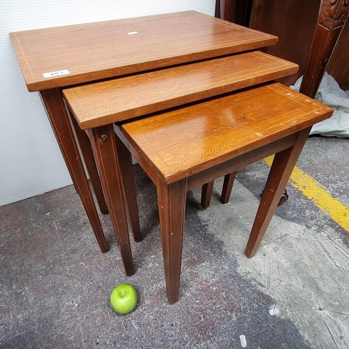 483 - 3 Vintage Nesting Tables with String Inlay.