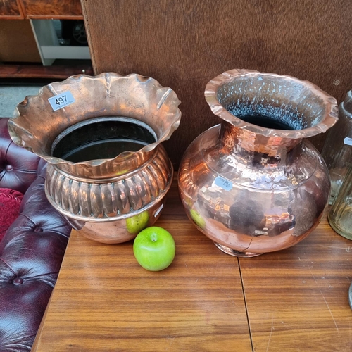 497 - 2 large beaten Copper Vases