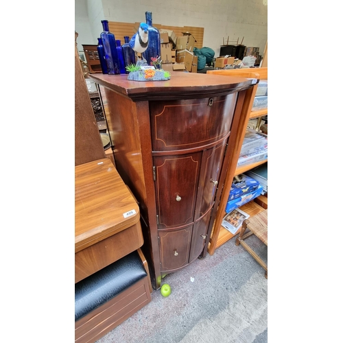 501 - An Edwardian Tall Gramophone Cabinet, Accessible from Both Sides with String Inlay. Very Unusual Ite... 