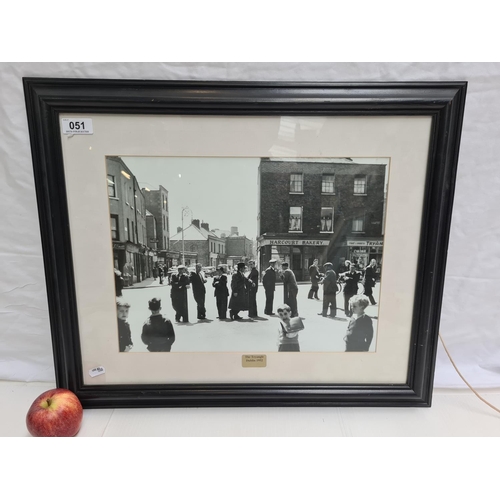 51 - Original vintage photograph. Titled 'The Tryangle, Dublin 1952'. Liffey Craft label verso (closed).