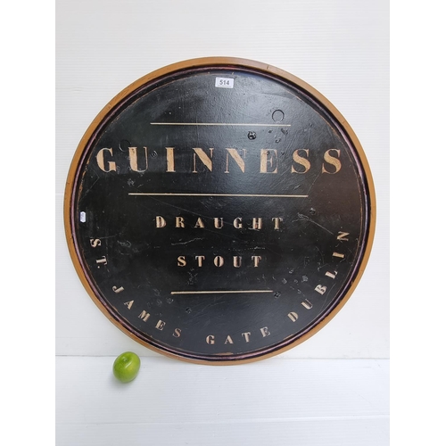 514 - Large Guinness St. James Gate Dublin wooden plaque. Very heavy. approx 3 feet in diameter.