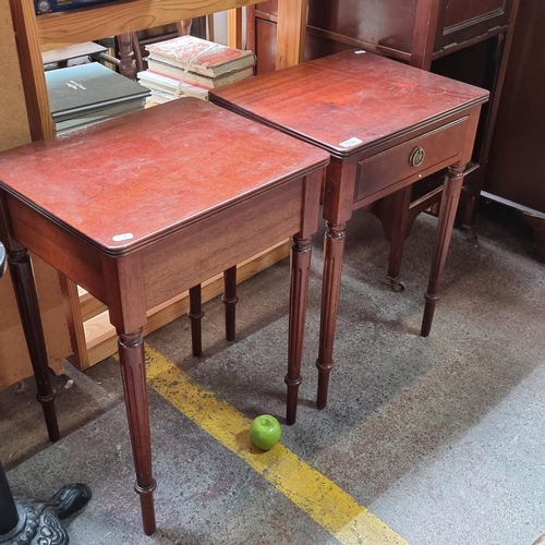 532 - Two wooden side tables. One including a drawer. 61cm tall.