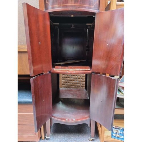 501 - An Edwardian Tall Gramophone Cabinet, Accessible from Both Sides with String Inlay. Very Unusual Ite... 