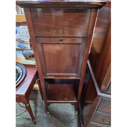 501 - An Edwardian Tall Gramophone Cabinet, Accessible from Both Sides with String Inlay. Very Unusual Ite... 