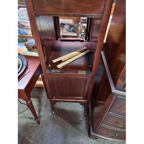 501 - An Edwardian Tall Gramophone Cabinet, Accessible from Both Sides with String Inlay. Very Unusual Ite... 