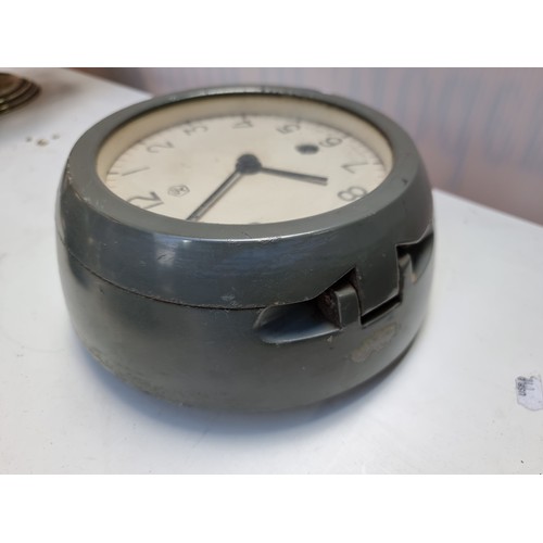 460 - A cold war era original Russian CCCP Soviet Union Submarine Clock with Key. Heavy all original amazi... 