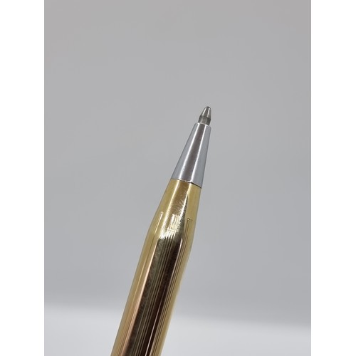 428 - 10 carat gold plated Cross ballpoint pen, in presentation box and two Parker fountain pens, both wit... 