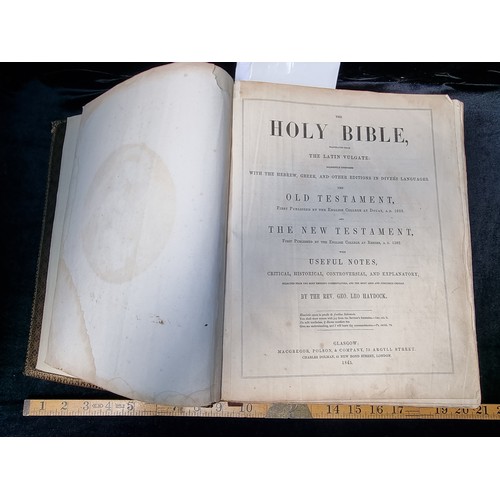 341 - Fabulous very rare  Large Catholic Family Bible, 1845, by the Rev. Geo. Leo Haydock. Very Nice Item,... 