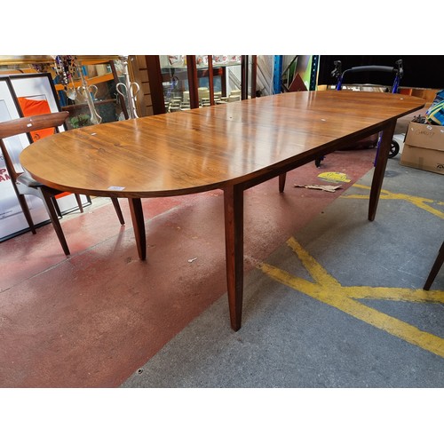 307 - Fabulous Extending Tiger Rosewood Extending Mid Century Dining Table. Lovely lovely example. Matches... 