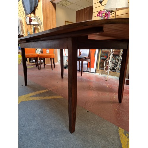 307 - Fabulous Extending Tiger Rosewood Extending Mid Century Dining Table. Lovely lovely example. Matches... 