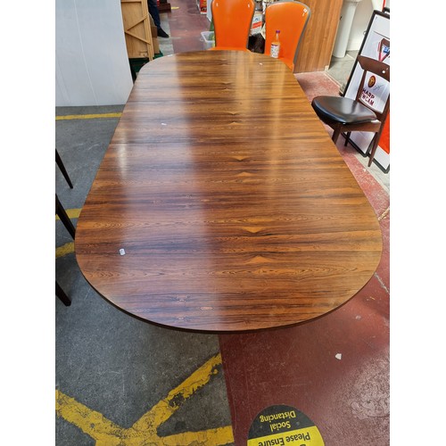 307 - Fabulous Extending Tiger Rosewood Extending Mid Century Dining Table. Lovely lovely example. Matches... 