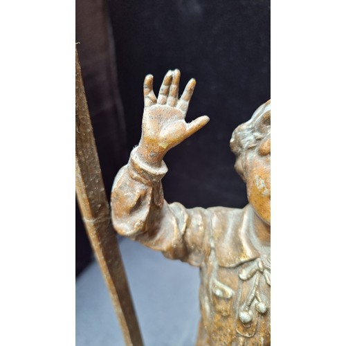 209 - A Heavy Bronze statue of a boy 'Barre Fix' by C. H. Perron. ( We sold one last week, this is the par... 