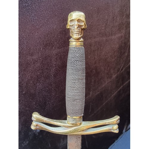 177 - Very rare and interesting 19th century narrow Masons sword with Skull detail by G Kenning and Son wi... 